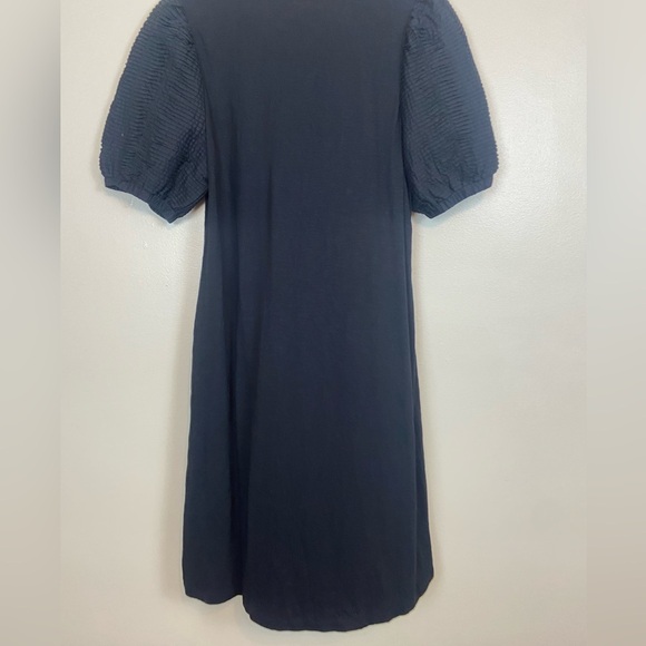 Chico’s Textured Puff Sleeve Black Dress - Picture 6 of 8